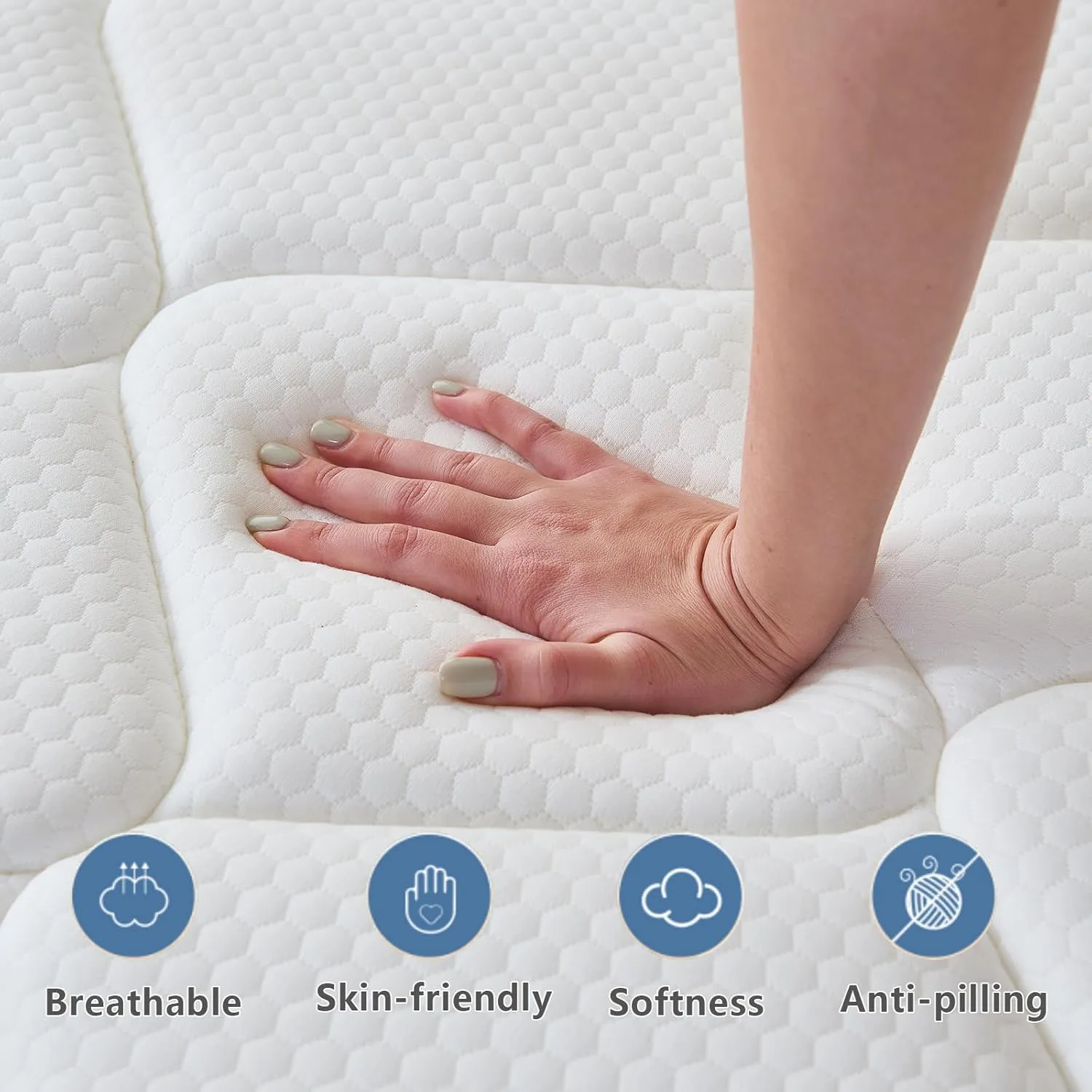 Queen Mattresses, 10 Inch Mattress Queen Size with Pocket Spring and Memory Foam for Pressure Relief, Motion Isolation, Edge Support, Medium Firm Mattress in a Box, CertiPUR-US, Grey