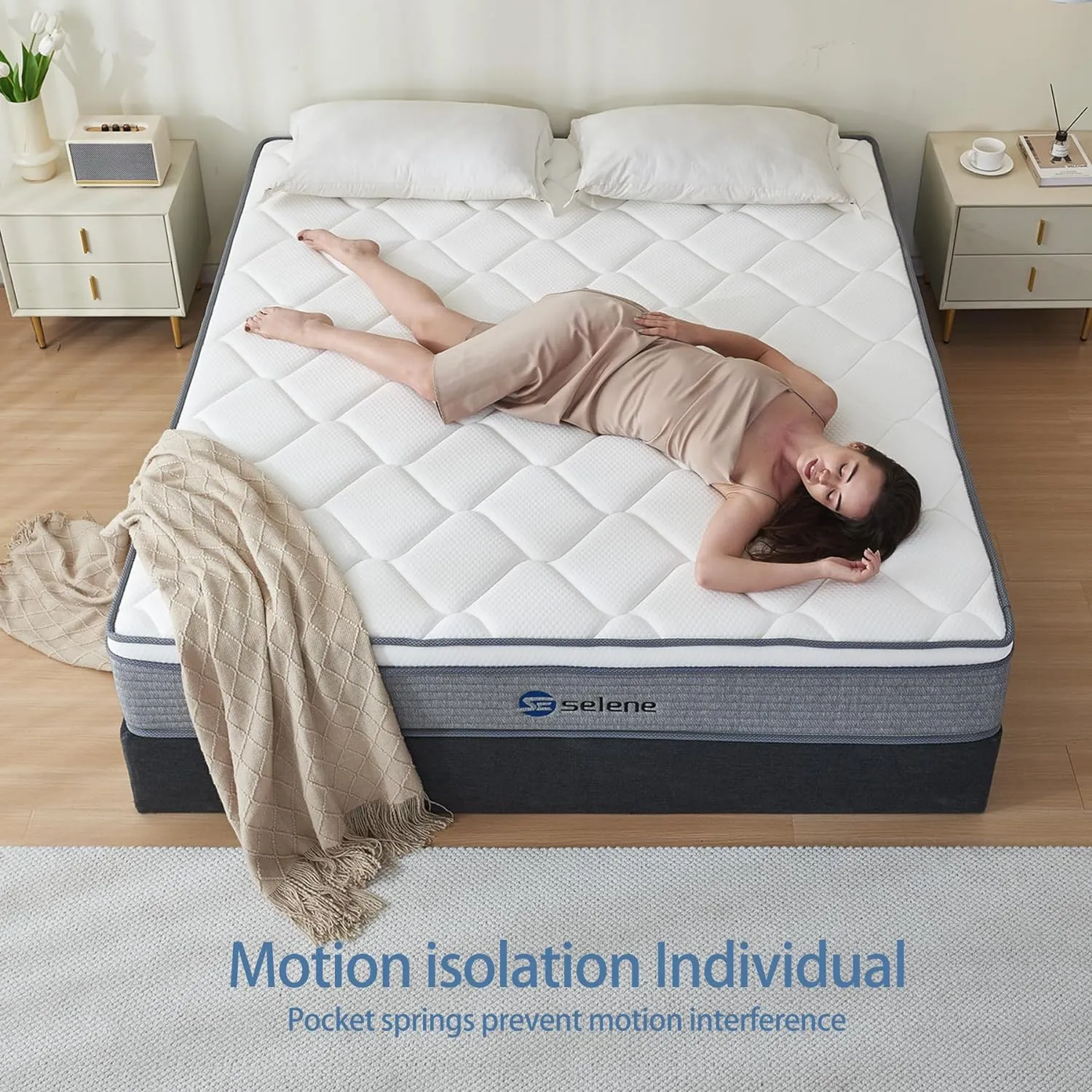 Queen Mattresses, 10 Inch Mattress Queen Size with Pocket Spring and Memory Foam for Pressure Relief, Motion Isolation, Edge Support, Medium Firm Mattress in a Box, CertiPUR-US, Grey