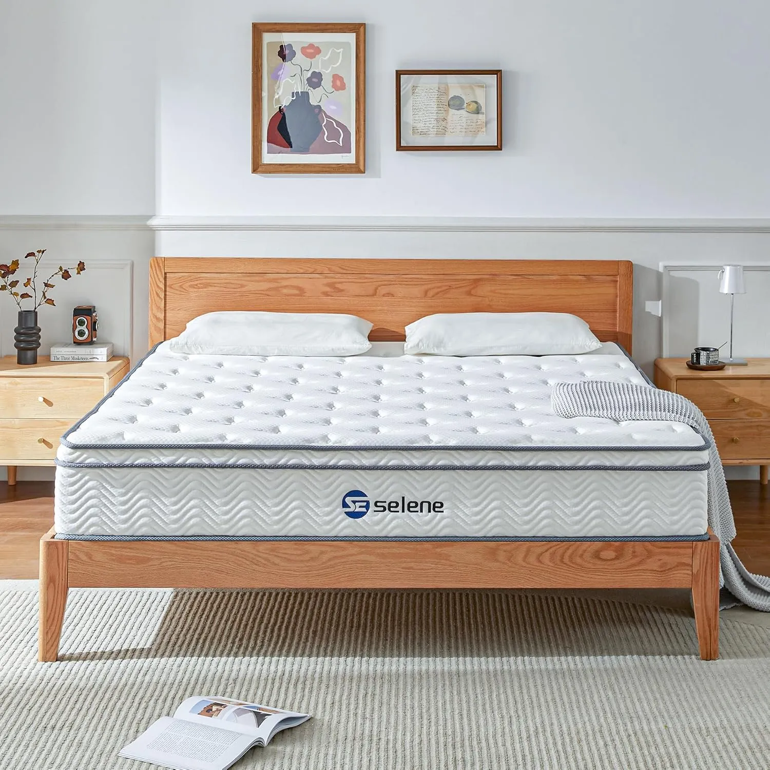 Queen Mattresses, 12 Inch Mattress Queen Size with Pocket Spring and Memory Foam for Pressure Relief, Motion Isolation, Edge Support, Medium Firm Mattress in a Box, CertiPUR-US, White
