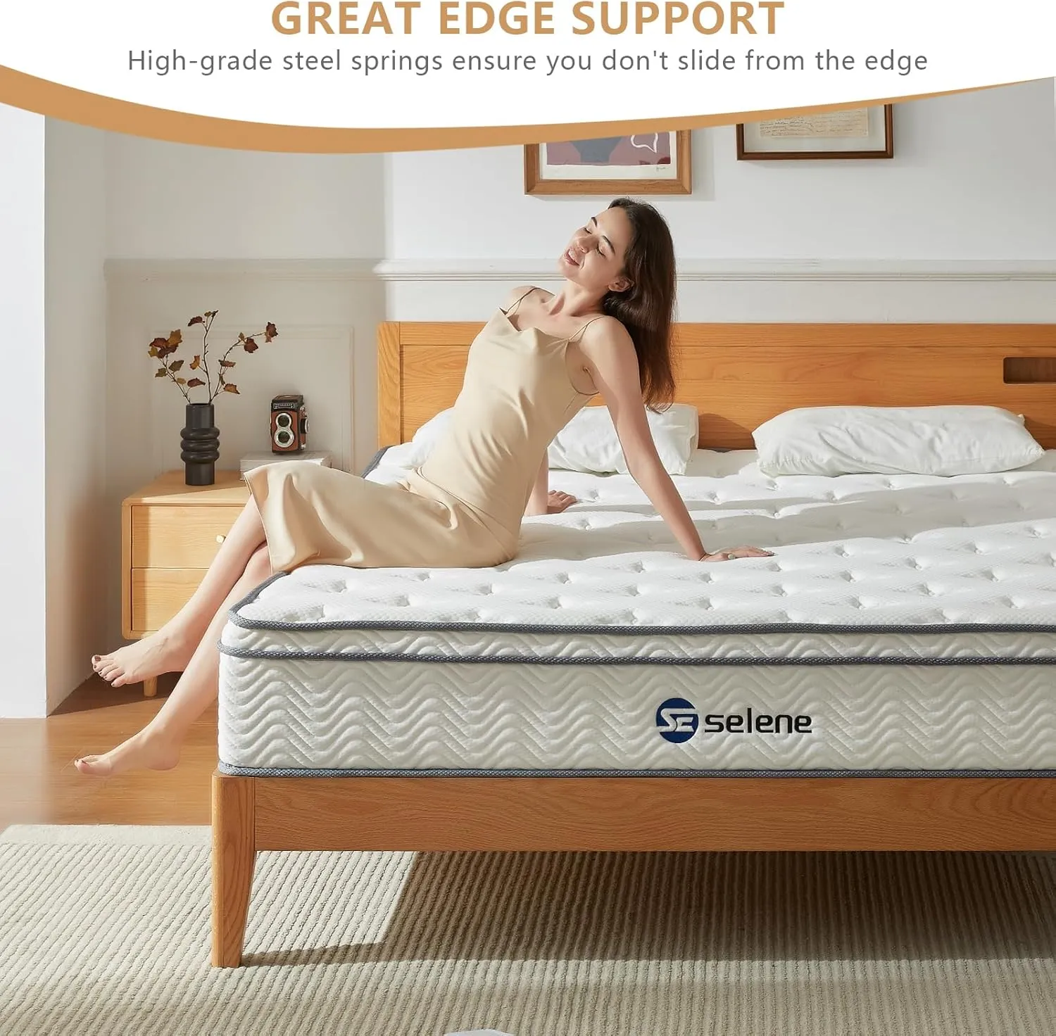 Queen Mattresses, 12 Inch Mattress Queen Size with Pocket Spring and Memory Foam for Pressure Relief, Motion Isolation, Edge Support, Medium Firm Mattress in a Box, CertiPUR-US, White