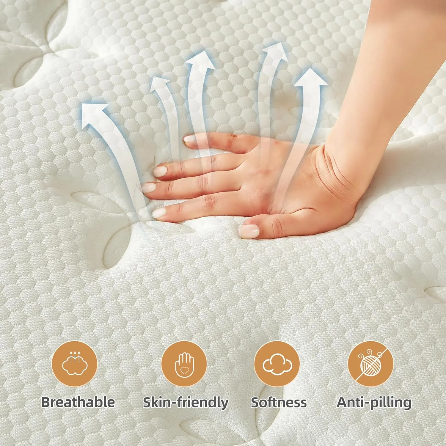 Queen Mattresses, 12 Inch Mattress Queen Size with Pocket Spring and Memory Foam for Pressure Relief, Motion Isolation, Edge Support, Medium Firm Mattress in a Box, CertiPUR-US, White
