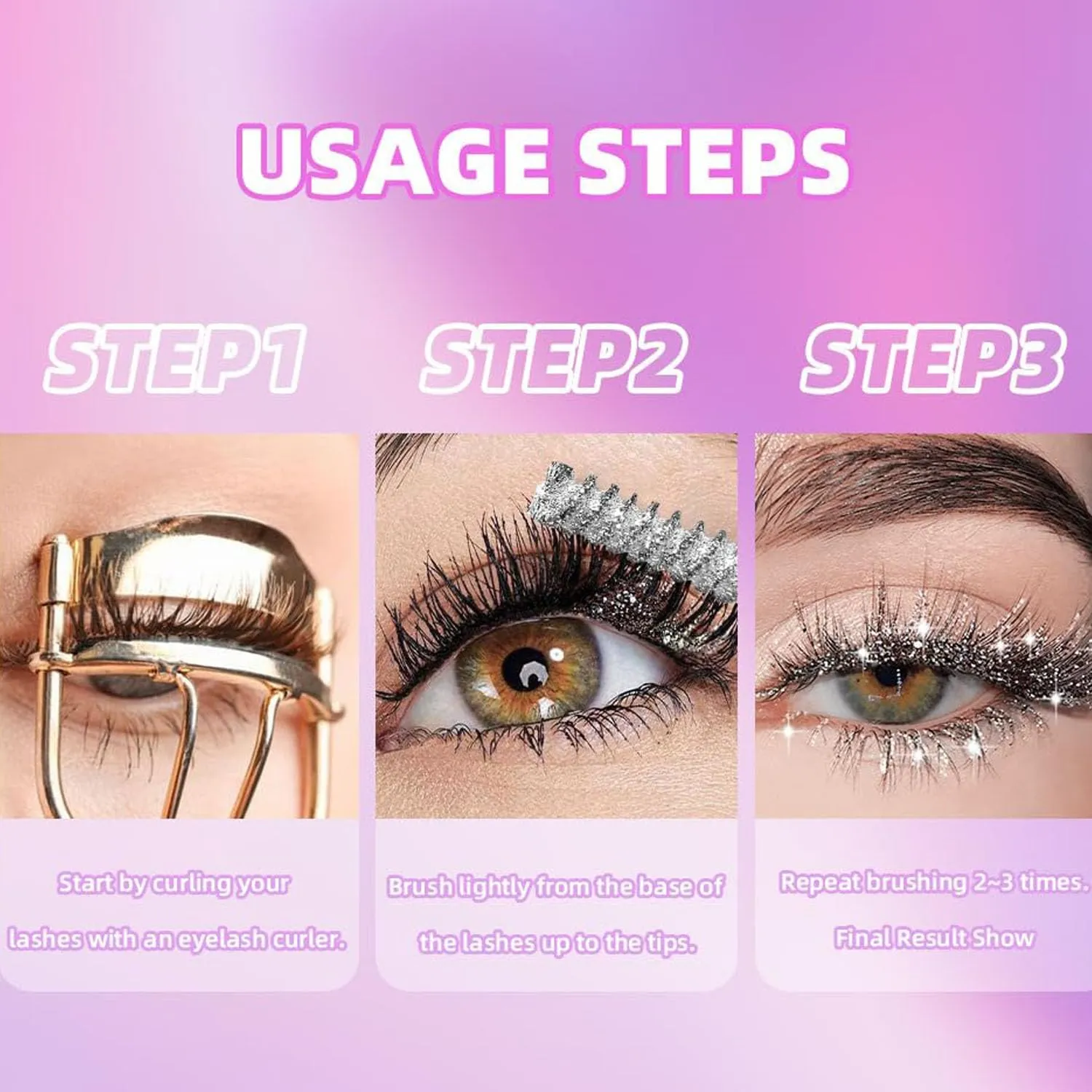 Question Beauty Glitter Mascara | Silver, Purple, White | Waterproof, Long Lasting, Smudge-Proof Mascara