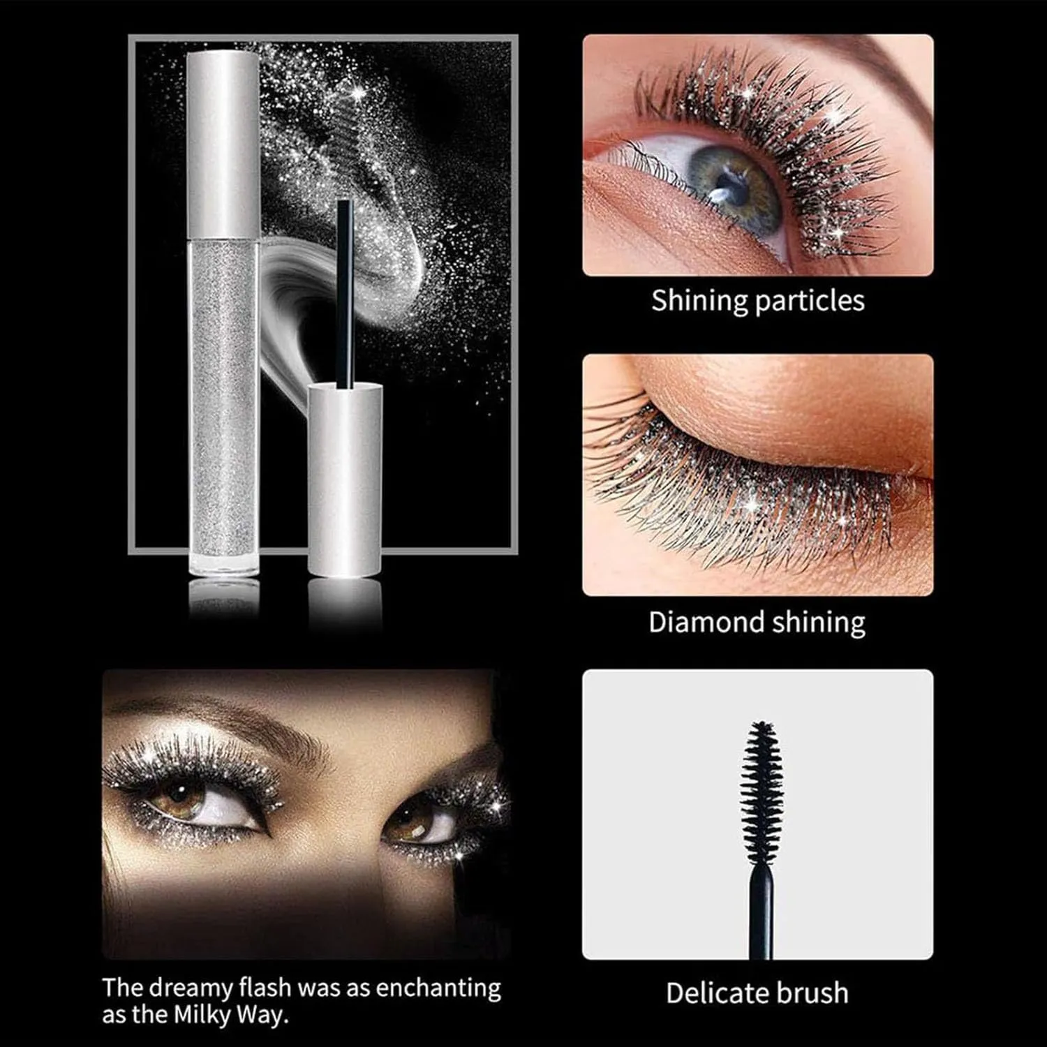 Question Beauty Glitter Mascara | Silver, Purple, White | Waterproof, Long Lasting, Smudge-Proof Mascara