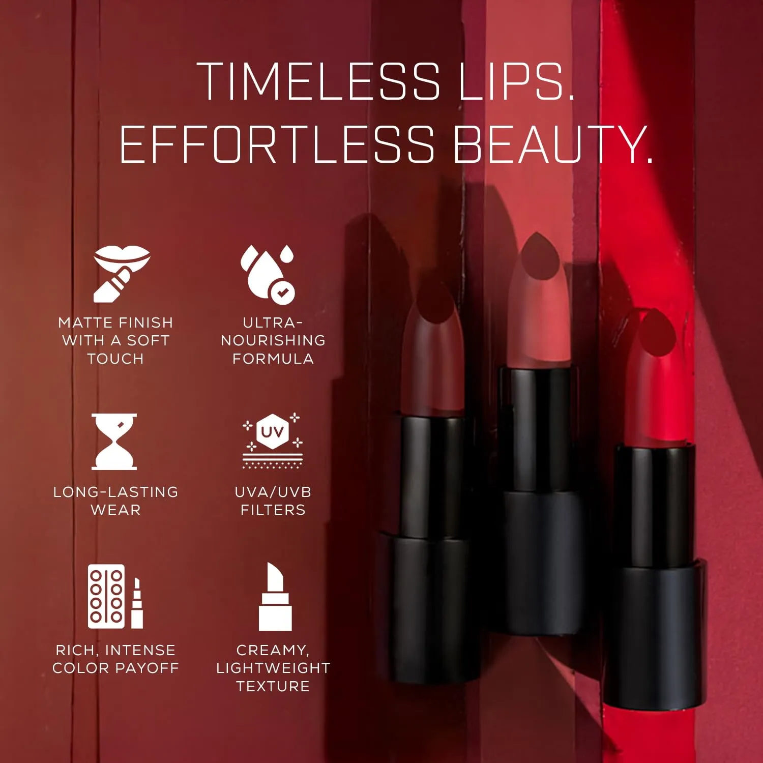 Radiant Professional Advanced Care Lipstick - Ultra Nourishing, Moisturizing Long Lasting Lipstick With Vitamin E- UVA UVB Filters - MATTE - Scarlet (206)