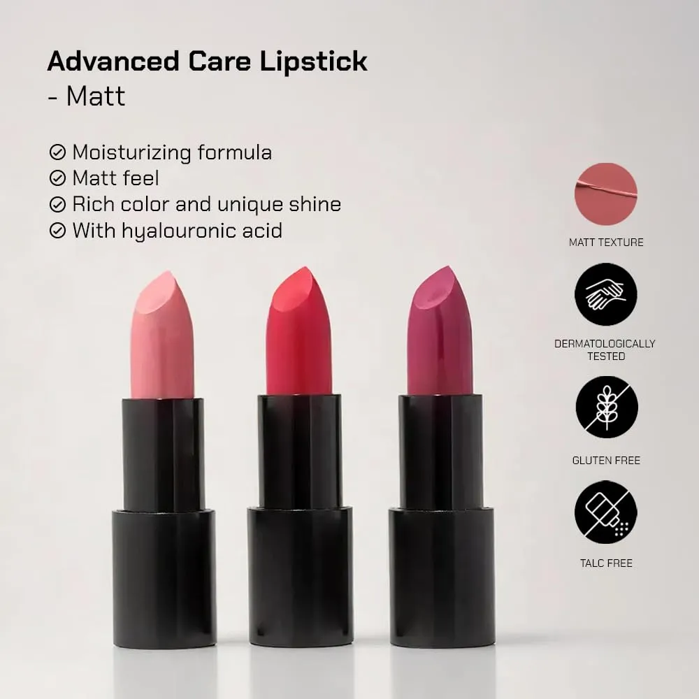 Radiant Professional Advanced Care Lipstick - Ultra Nourishing, Moisturizing Long Lasting Lipstick With Vitamin E- UVA UVB Filters - MATTE - Scarlet (206)