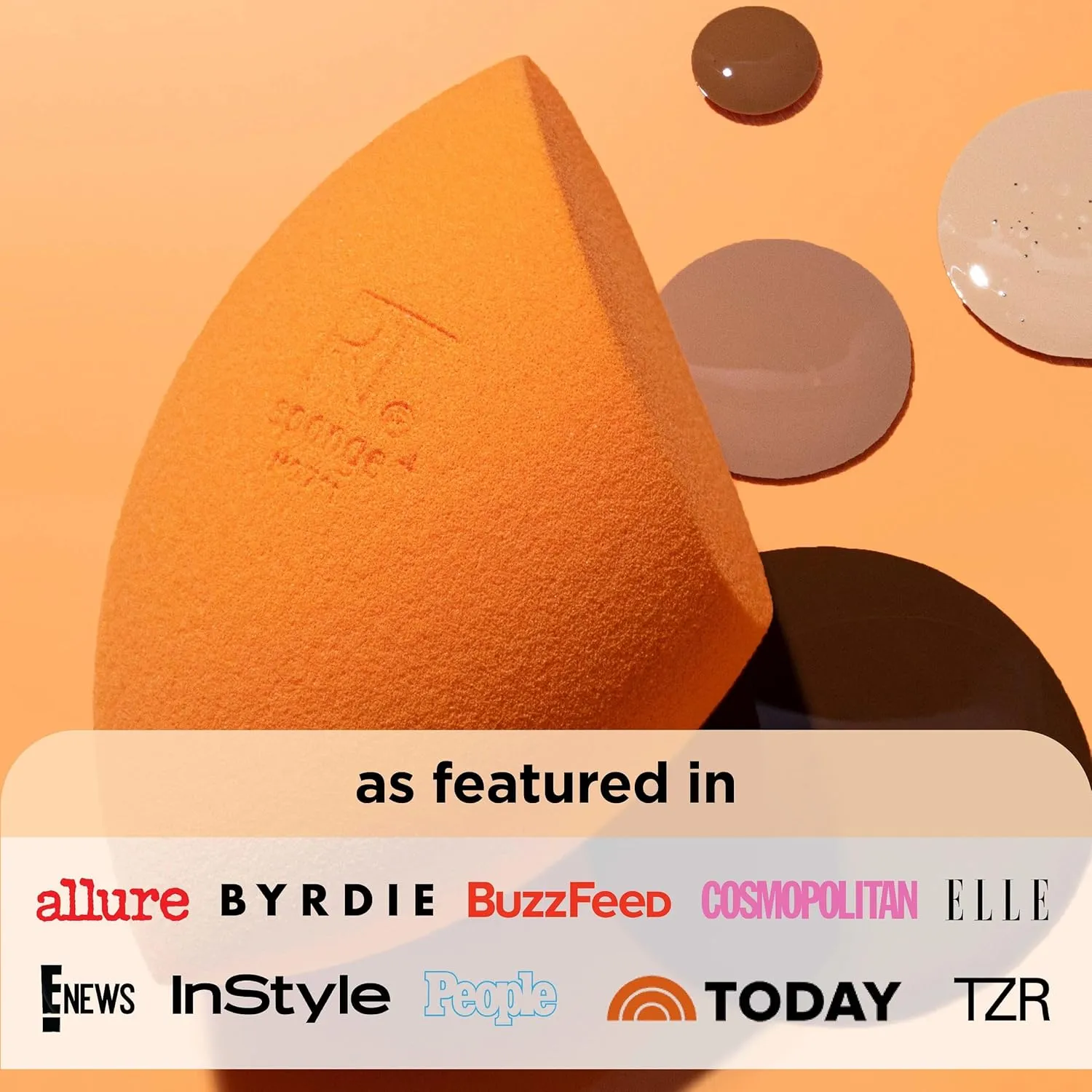 Real Techniques Miracle Complexion Sponge, Makeup Blending Sponge, For Foundation, Offers Light To Medium Coverage, Natural, Dewy Makeup, Orange Sponge, Latex-Free Foam, 8 Count