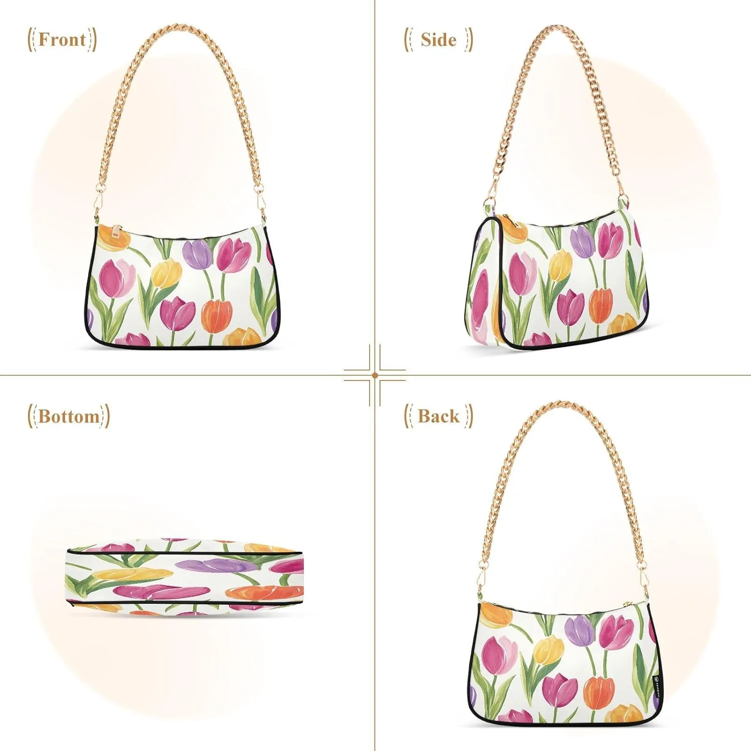 Red Mushrooms White Flowers Womans Purse, Cute Handbag