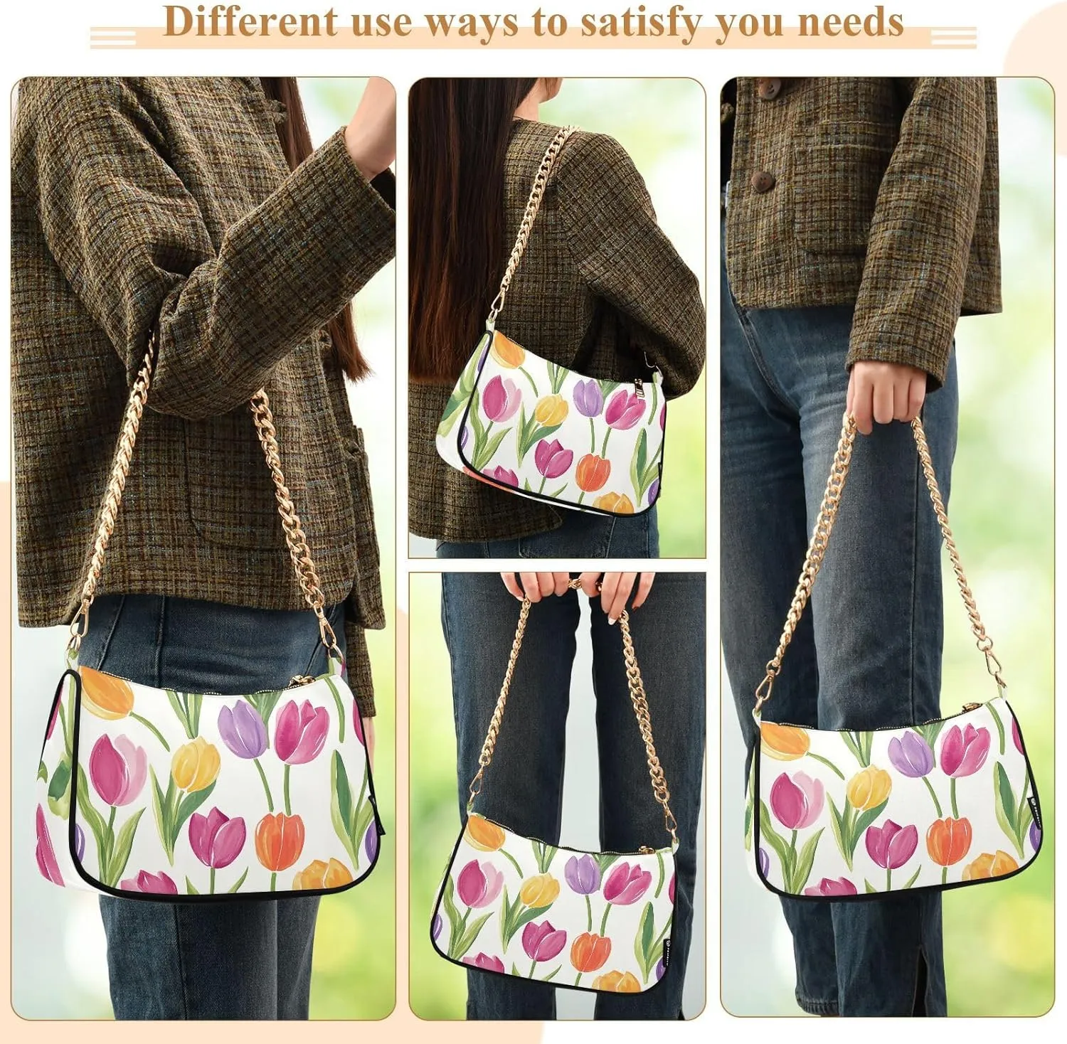 Red Mushrooms White Flowers Womans Purse, Cute Handbag