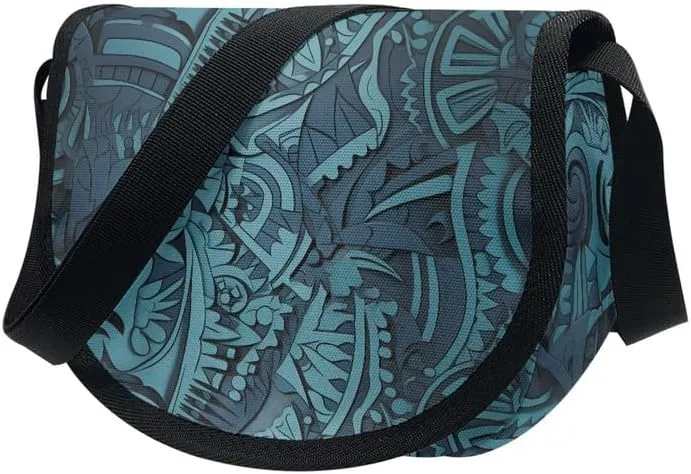 Red Rose Women Small Crossbody Bag Butterfly Flower Casual Satchel Tribal Ethnic Semi Circle Bag with Zipper Pocket