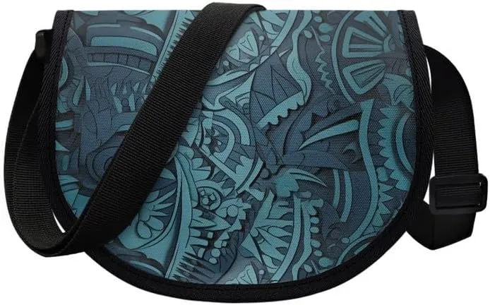 Red Rose Women Small Crossbody Bag Butterfly Flower Casual Satchel Tribal Ethnic Semi Circle Bag with Zipper Pocket