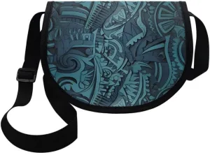 Red Rose Women Small Crossbody Bag Butterfly Flower Casual Satchel Tribal Ethnic Semi Circle Bag with Zipper Pocket
