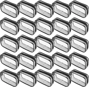Reginary 25 Pcs Clear Makeup Bags Bulk Cosmetic Bags with Zipper Travel Toiletry Bags Waterproof Portable Transparent Zippered Pouches for Women Men Travel Bathroom Business (Transparent Black)