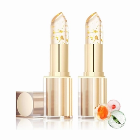 Remainder Lipstick, Gold Foil Color Changing Lipstick, Transferproof Color Changing, Moisturizing Glossy Shine Lip Gloss, Deep Nourishment (2PCS)