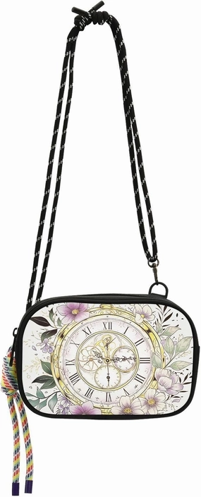 Retro Pocket Watch Wreath Flower Small Crossbody Bag for Mens Comfort with Credit Card Slots Mini Shoulder Bag Take a walk