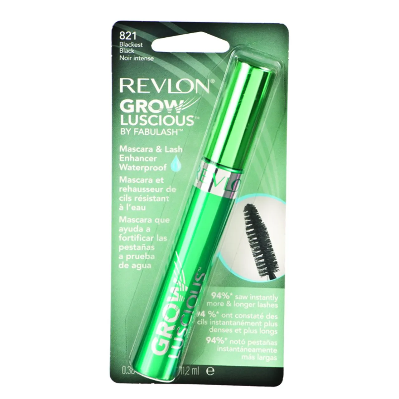 Revlon Grow Luscious by Fabulash, Waterproof, 821 Blackest Black, 0.38-Ounce