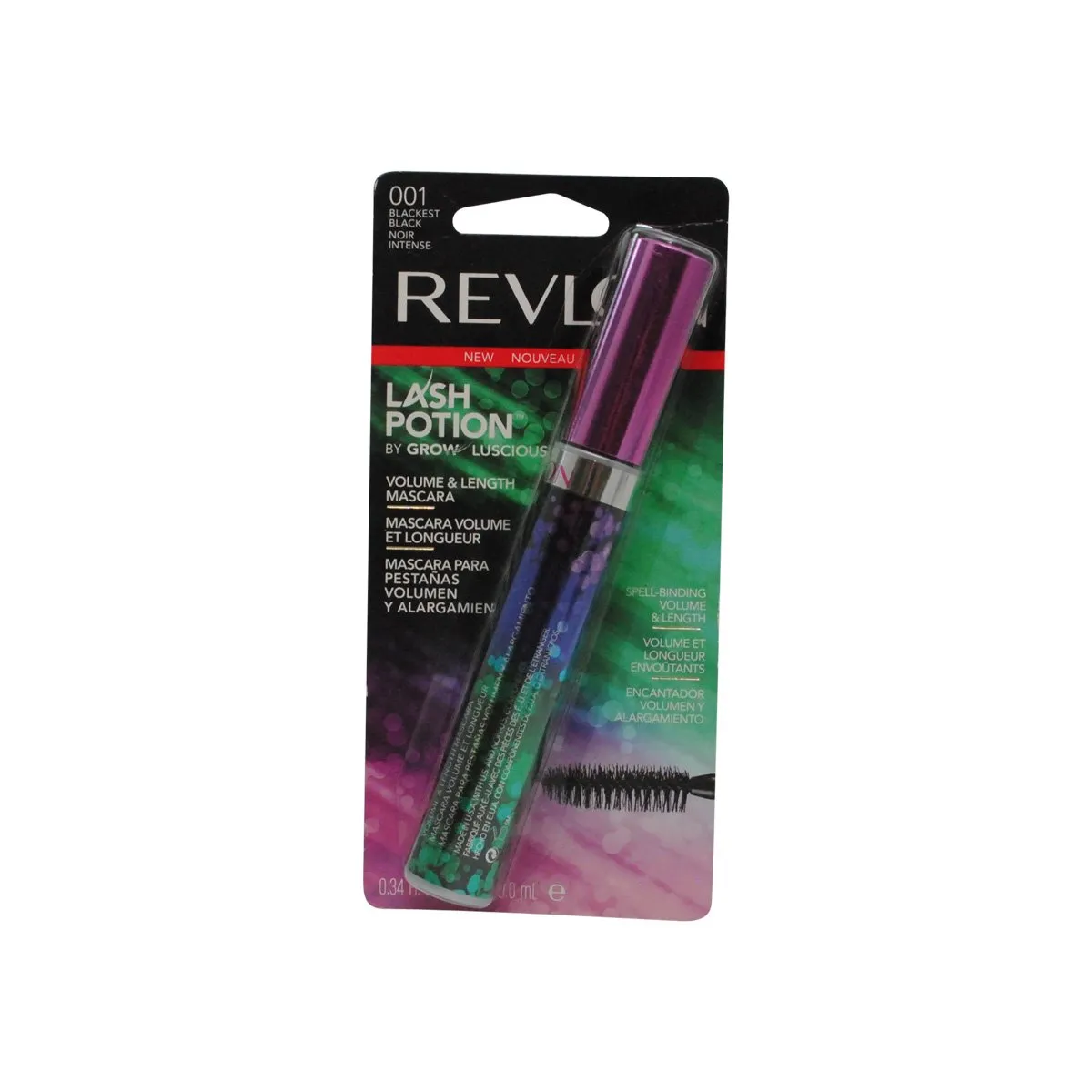 Revlon Lash Potion By Grow Luscious Waterproof Volume and Length Mascara, Blackest Black, 0.34 Ounce