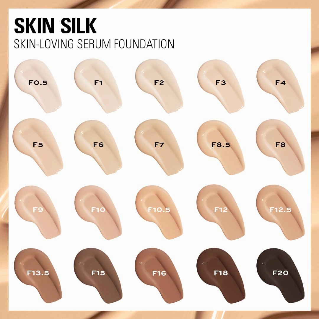 Revolution Beauty, Skin Silk Serum Foundation, Light to Medium Coverage, Lightweight & Radiant Finish, Contains Hyaluronic Acid, F20 Deep Skin Tones, 0.77 Fl. Oz.