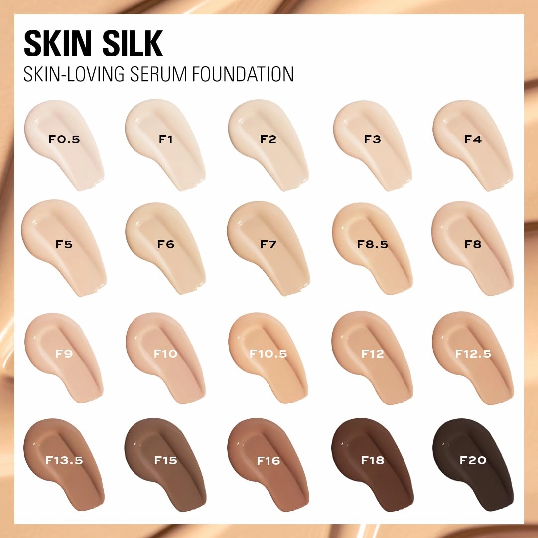 Revolution, Skin Silk Serum Foundation, Light to Medium Coverage, Lightweight & Radiant Finish, Contains Hyaluronic Acid, F18 Deep Skin Tones, 0.77 fl oz (Pack of 2)