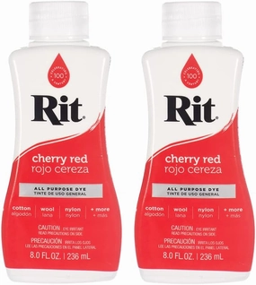 Rit Dye Multi-Purpose Liquid 8 OZ. | Great for Clothing, Accessories, Décor, and Much More | 2-Pack, Cherry Red
