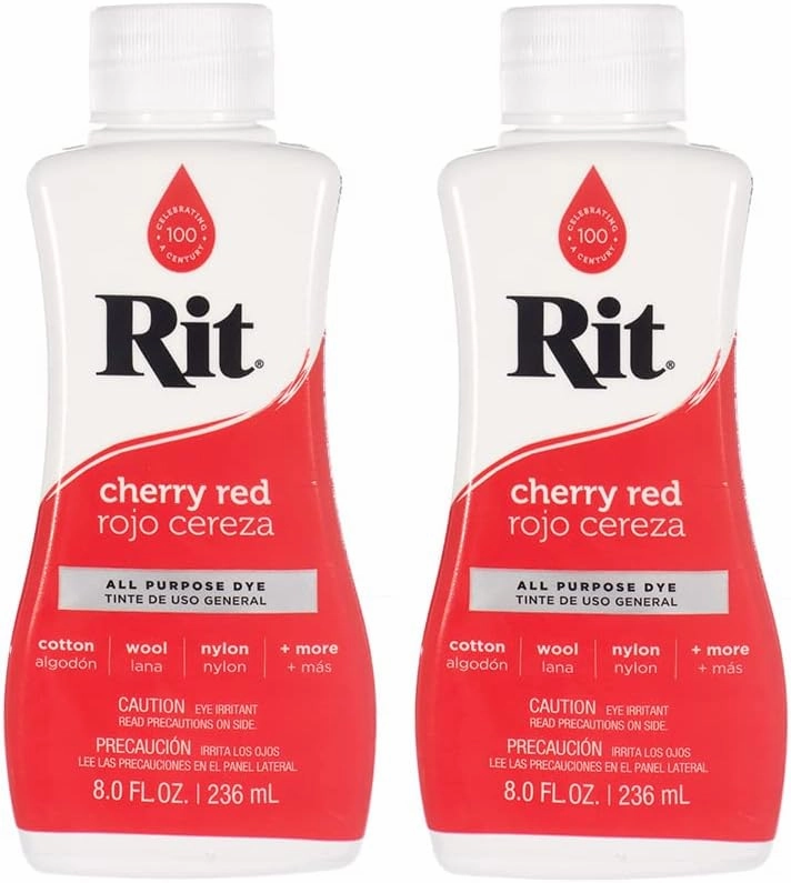 Rit Dye Multi-Purpose Liquid 8 OZ. | Great for Clothing, Accessories, Décor, and Much More | 2-Pack, Cherry Red