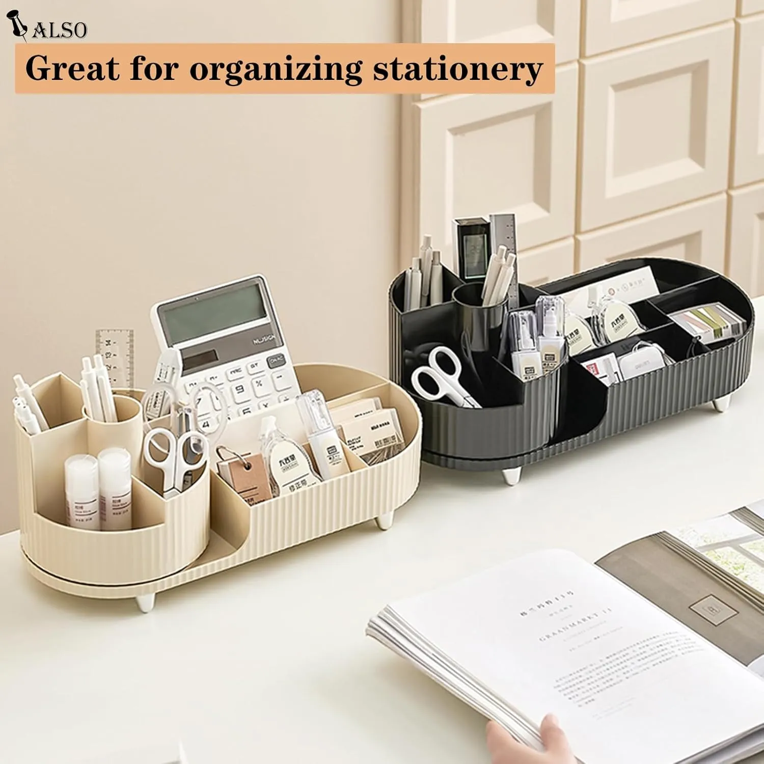 Rotating Makeup Organizer for Vanity with Brush Holder, Cosmetic Makeup Storage Organizer, Large Spinning Makeup Skincare Organizer, Countertop Makeup Perfume Organizer, Lotions Display Case (Black)