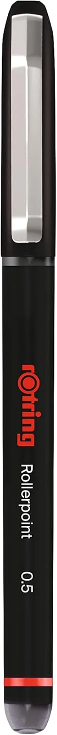 rOtring Rollerball Pen | Needle Point (0.5 mm) Rollerpoint for Precise Writing | Black Ink | 12 Count
