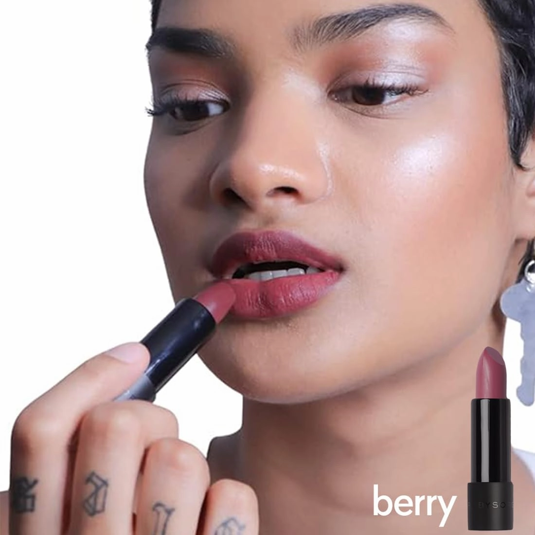 Ruby's Organics Semi-Matte Lipstick for Women, Hydrating and Highly Pigmented, Moisturizing & Non Drying, Lightweight & Long Lasting Formula, Lip Makeup, Paraben-Free, Berry, 3.7g