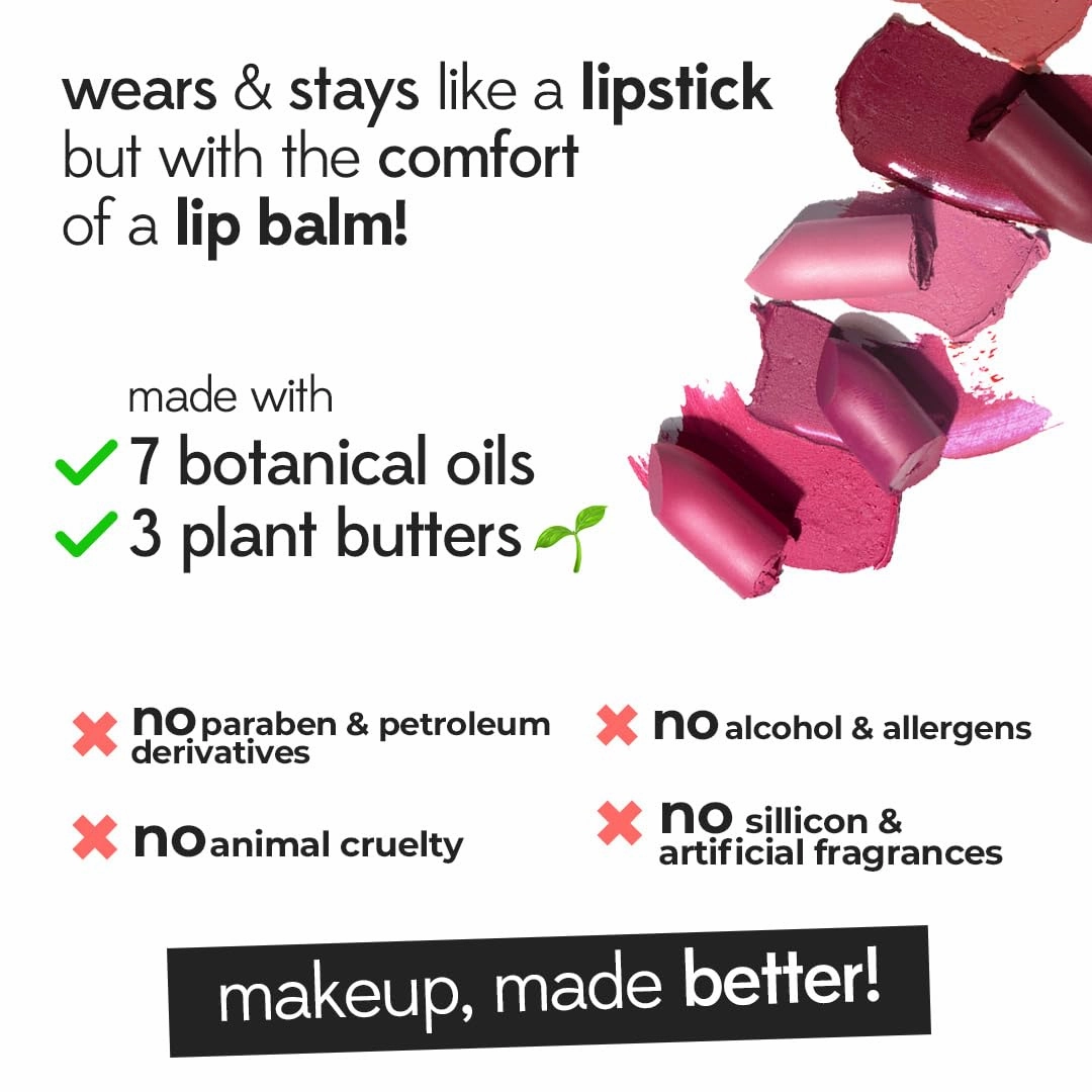 Ruby's Organics Semi-Matte Lipstick for Women, Hydrating and Highly Pigmented, Moisturizing & Non Drying, Lightweight & Long Lasting Formula, Lip Makeup, Paraben-Free, Berry, 3.7g