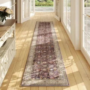 Runners for Hallways Kitchen Runner Rug Non Slip 2'x10' Long Washable Rugs with Rubber Backing Soft Vintage Carpet Runner for Hallways, Kitchen, Laundry, Bedroom, Bathroom (Dark Espresso)