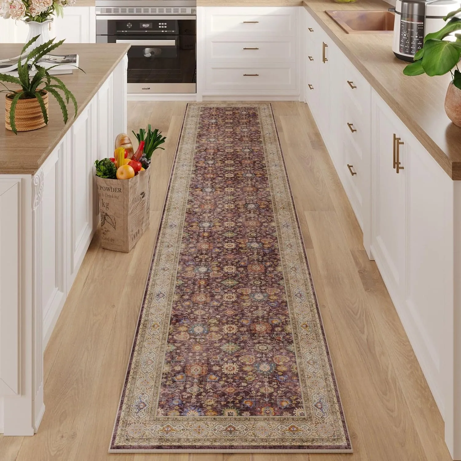 Runners for Hallways Kitchen Runner Rug Non Slip 2'x10' Long Washable Rugs with Rubber Backing Soft Vintage Carpet Runner for Hallways, Kitchen, Laundry, Bedroom, Bathroom (Dark Espresso)