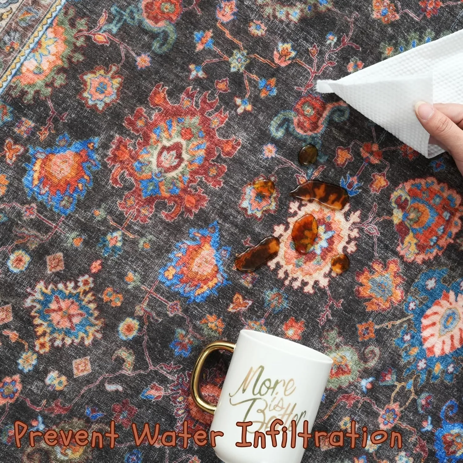 Runners for Hallways Kitchen Runner Rug Non Slip 2'x10' Long Washable Rugs with Rubber Backing Soft Vintage Carpet Runner for Hallways, Kitchen, Laundry, Bedroom, Bathroom (Dark Espresso)