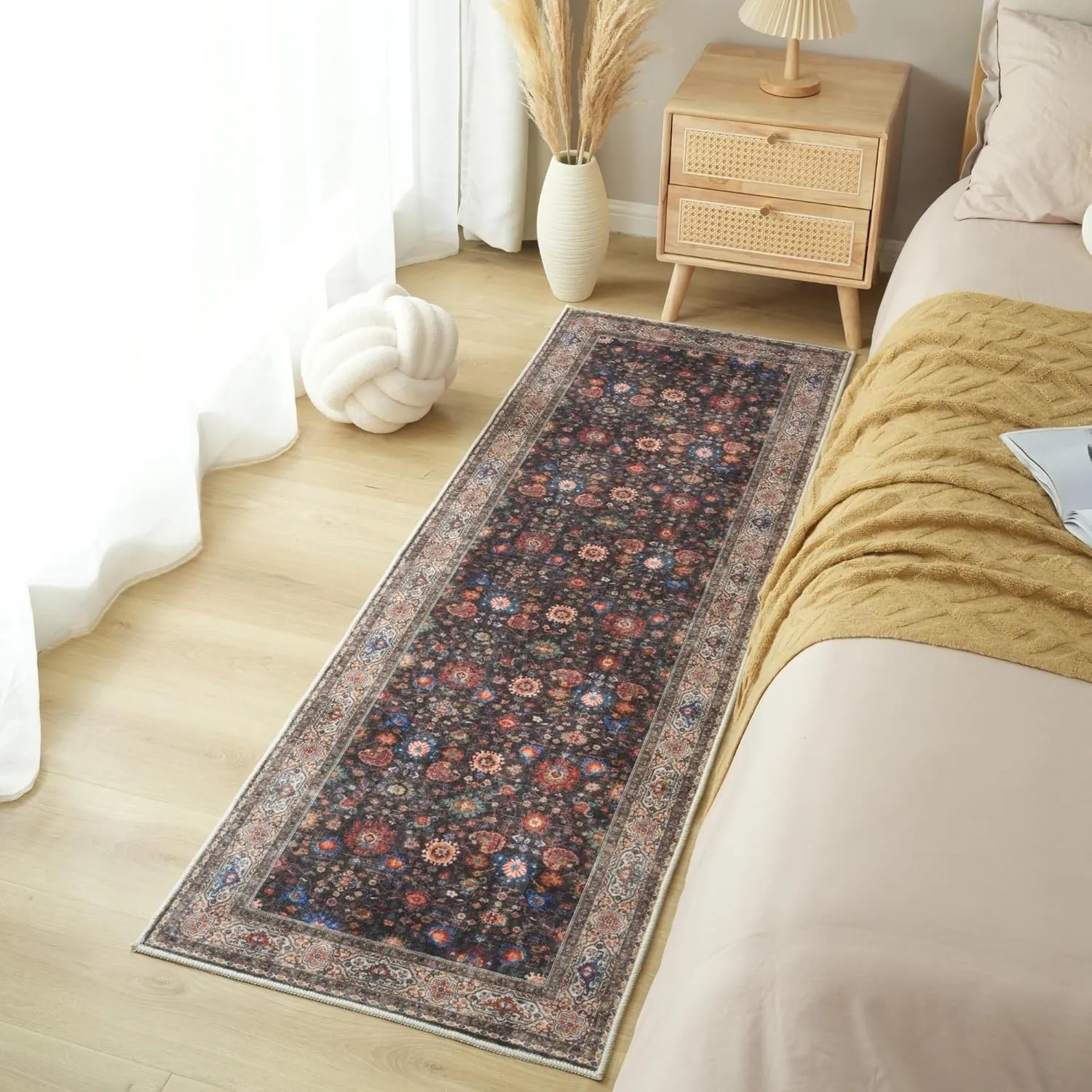 Runners for Hallways Kitchen Runner Rug Non Slip 2'x10' Long Washable Rugs with Rubber Backing Soft Vintage Carpet Runner for Hallways, Kitchen, Laundry, Bedroom, Bathroom (Dark Espresso)