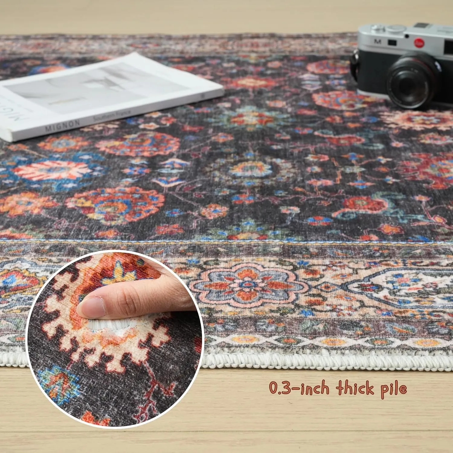 Runners for Hallways Kitchen Runner Rug Non Slip 2'x10' Long Washable Rugs with Rubber Backing Soft Vintage Carpet Runner for Hallways, Kitchen, Laundry, Bedroom, Bathroom (Dark Espresso)