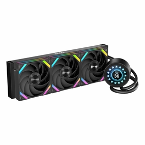 SAMA Q70 CPU Liquid Cooler, 360MM Water AIO CPU Cooler with 2.8" LCD Display, Magnetic Detachable, XT120 Modular Fans LCP Blade, Bonus Stands, 115X, 2011, 1200, 1700, 1851， AM4, AM5 Black