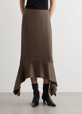 Satin-Sash Crepe Skirt