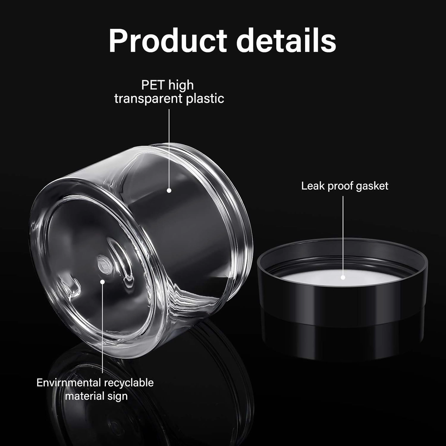 SATINIOR 24 Pieces Empty Clear Plastic Jars with Lids Round Storage Containers Wide-Mouth for Beauty Product Cosmetic Cream Lotion Liquid Butter Craft and Food (Black Lid, 5 oz)