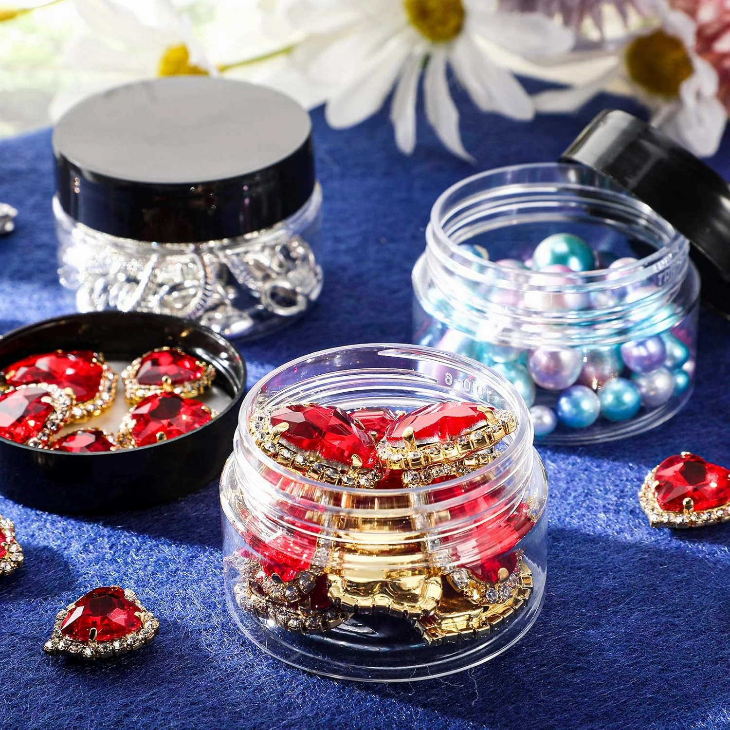 SATINIOR 24 Pieces Empty Clear Plastic Jars with Lids Round Storage Containers Wide-Mouth for Beauty Product Cosmetic Cream Lotion Liquid Butter Craft and Food (Black Lid, 5 oz)