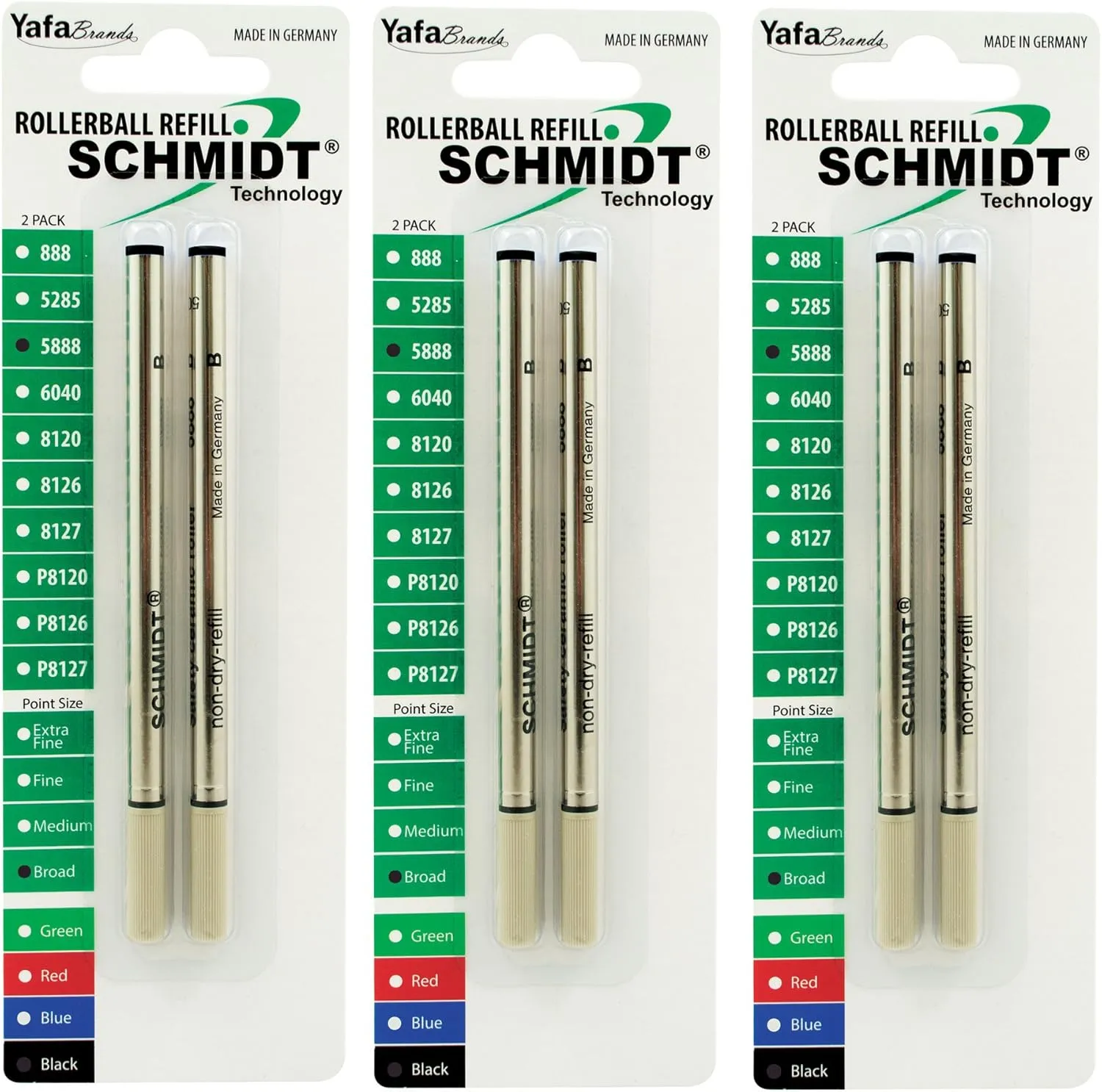 Schmidt Safety 5888 Ceramic Rollerball Broad Point 1.0mm Metal Tube, Black, 6 Pack Blister (SC58166)