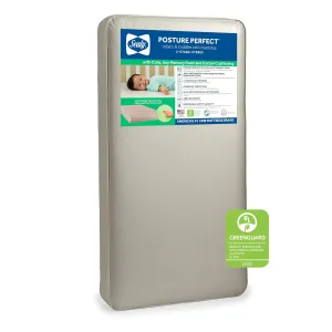 Sealy Baby Posture Perfect 2 Stage Waterproof Crib Mattress plus Toddler Bed Fit, Hybrid Memory Foam & 150 Premium Coils, GREENGUARD Gold Certified, Safety & Quality Tested, Made in USA, 52"X28"
