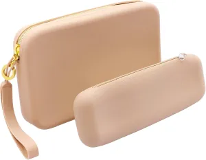 Set of 2 Zipper Makeup Brushes Bag For Travel, Large Silicone Makeup Brush Holder, Washable Make Up Brushes Pouch Case Makeup Tools for Organizing Cosmetics Daily Work