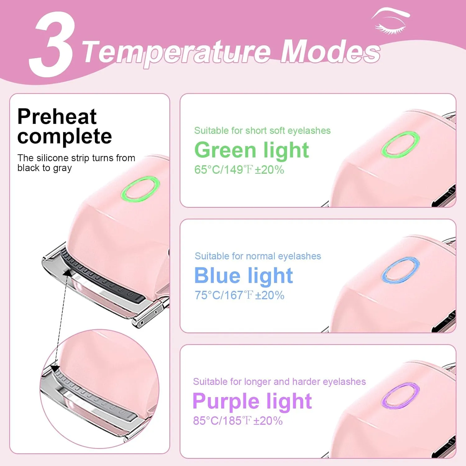 SHINsuke Heated Eyelash Curler, Heated Lash Curler, 3 Heating Modes Electric Eyelash Curler, Handheld Rechargeable Portable Eyelash Curlers, Natural Lash Curling Tool (Purple)