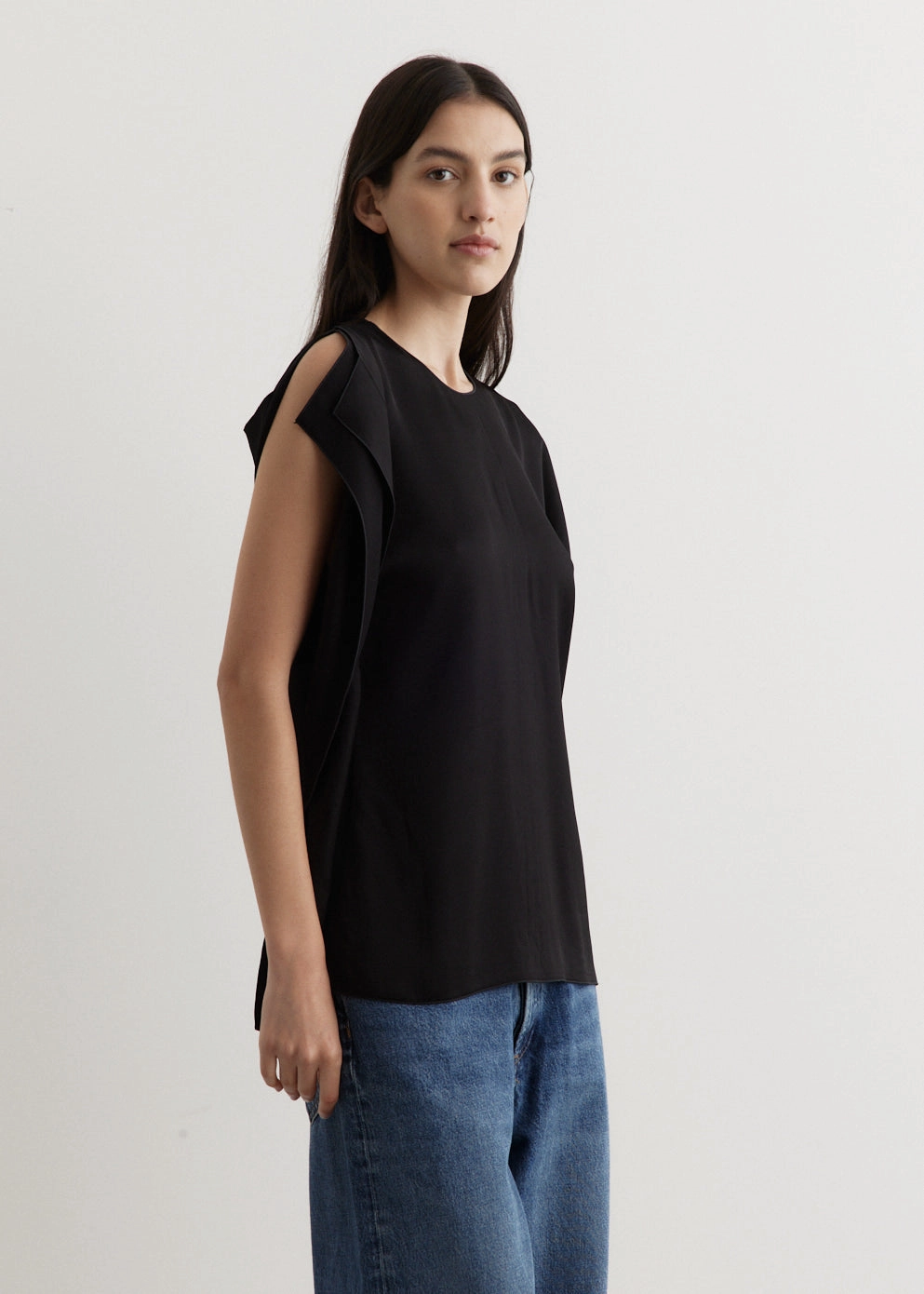 Side-Drape Satin Top