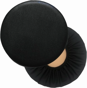 Sigmat 2 Pack Waterproof PU Bar Stool Cover Anti-slip Round Seat Cover 16.5 Inch Black
