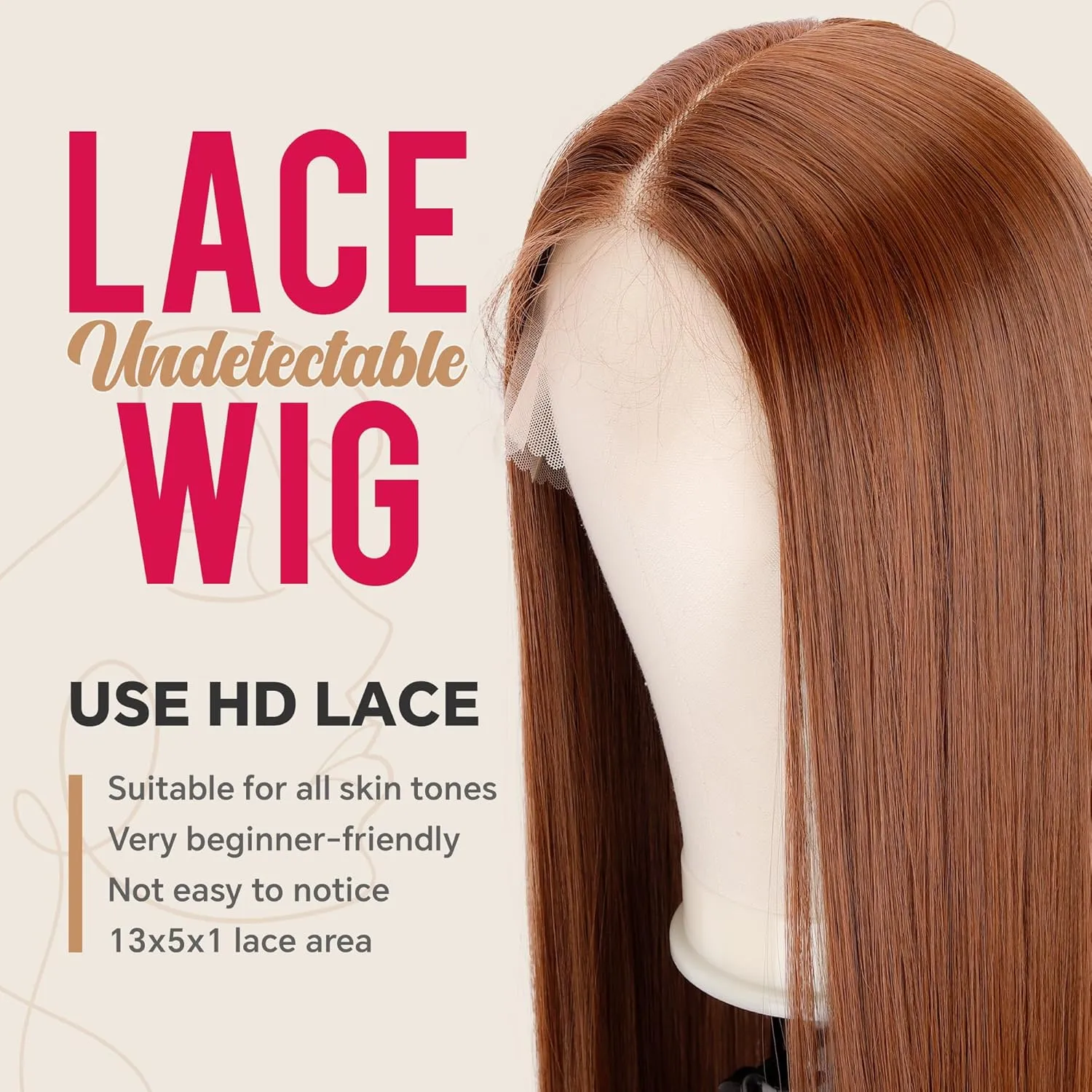 Silk Straight Wig Lace Front Synthetic Wigs Medium Brown Pre Plucked Ready to Wear SunKissed Invisible HD Lace Natural Looking Daily Baby Hair Wig For Black Women