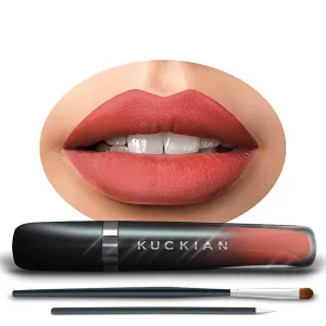 SIMI - Lasting Peach Coral Lipstick Matte (Very Natural & Flattering) - Liquid Velvet Supremé by Kuckian - Vitamin E, Cruelty Free, Matte Lipstick, Vegan, Long Lasting