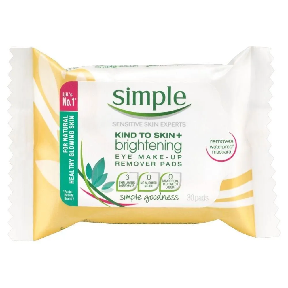 Simple Eye Makeup Remover Pads, 30 Ct (Pack of 2)