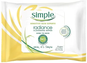 Simple Sensitive Skin Experts Kind To Skin Cleansing Facial Wipes, Waterproof Mascara Remover, Even Softer, 25 Count, (4 Pack)