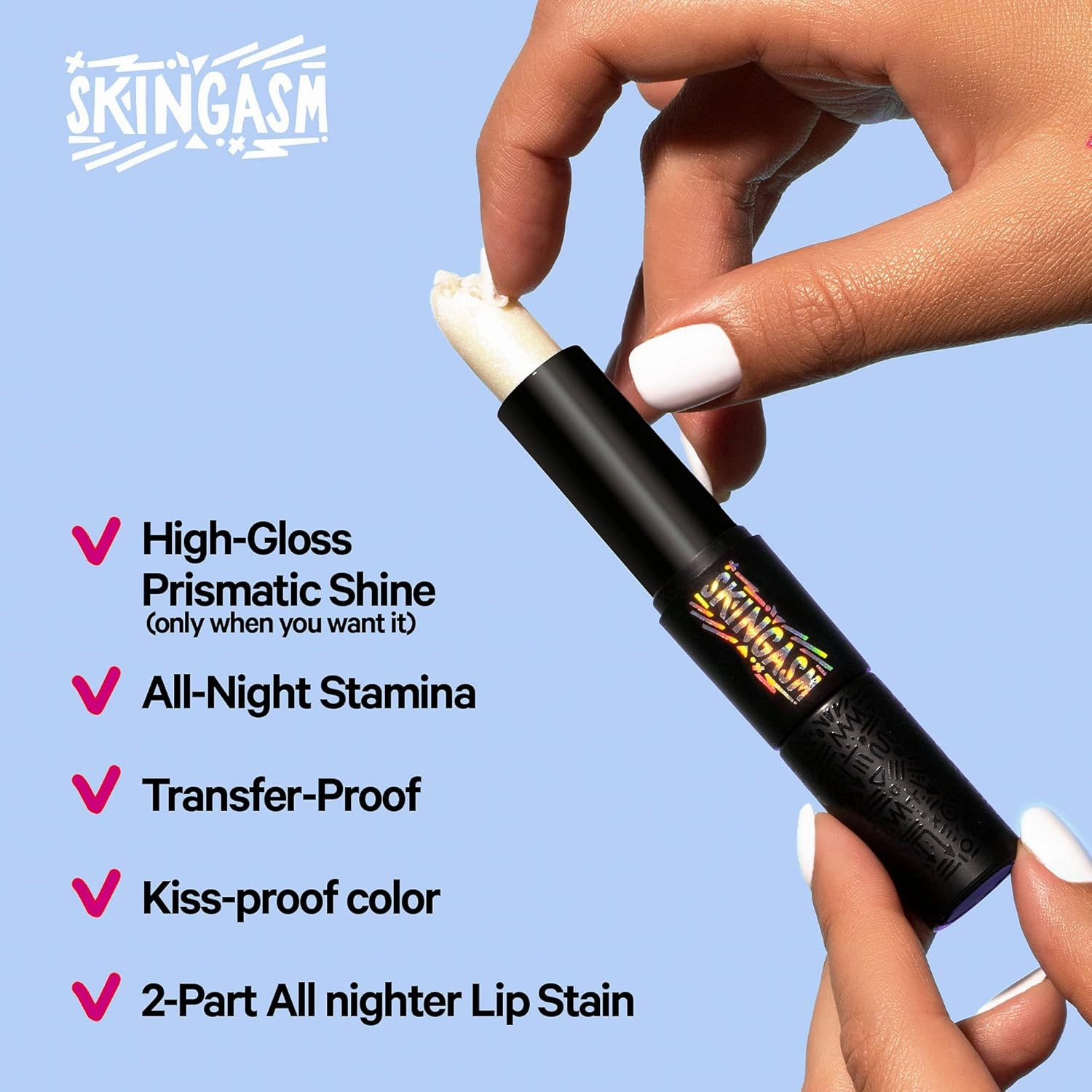 SKINGASM All Nighter Lip Stain & Lip Transformer - A Cruelty-Free Dual-Sided Matte Lipstick and Lip Gloss - Long Lasting, Kiss-Proof Color (Bite Me (Berry))