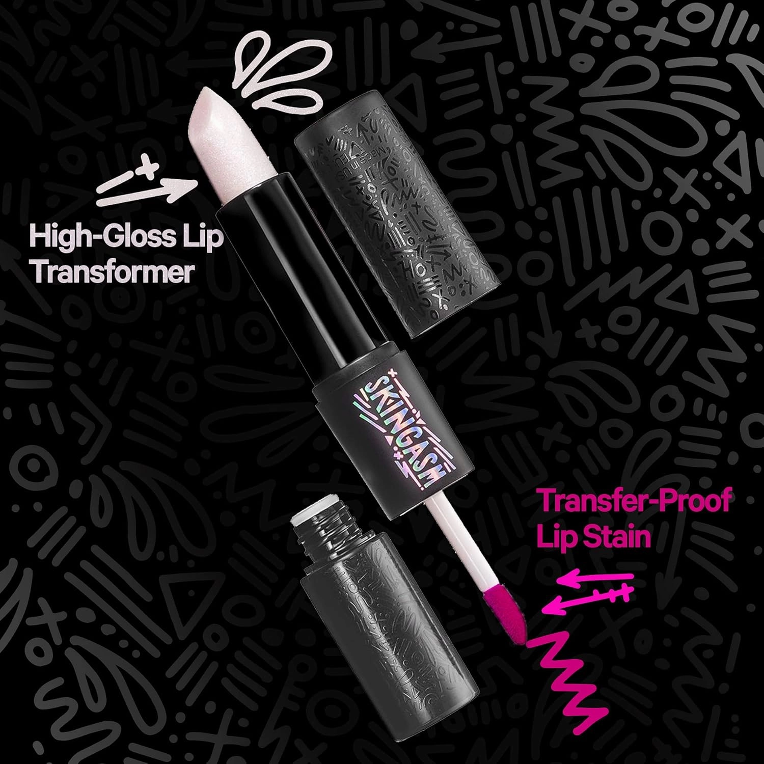 SKINGASM All Nighter Lip Stain & Lip Transformer - A Cruelty-Free Dual-Sided Matte Lipstick and Lip Gloss - Long Lasting, Kiss-Proof Color (Bite Me (Berry))