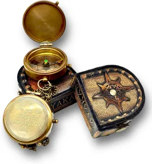 So You Can Always Find Your Way Back Home Engraved Compass with Leather Case, Confirmation Gifts, Baptism Gifts, Birthday Gift, Brown Antique